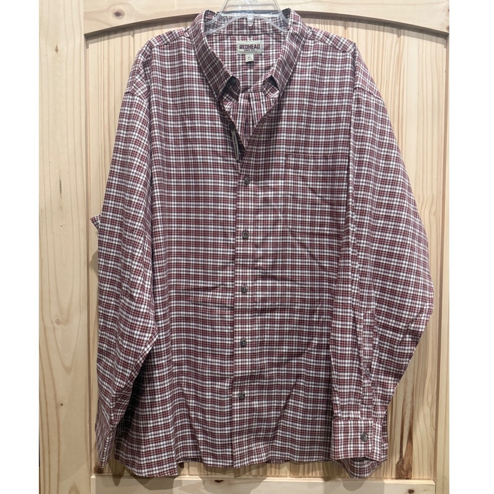 Redhead Mens 3XL Raisin Plaid Wrinkle Free Long Sleeve Button Down Shirt NEW